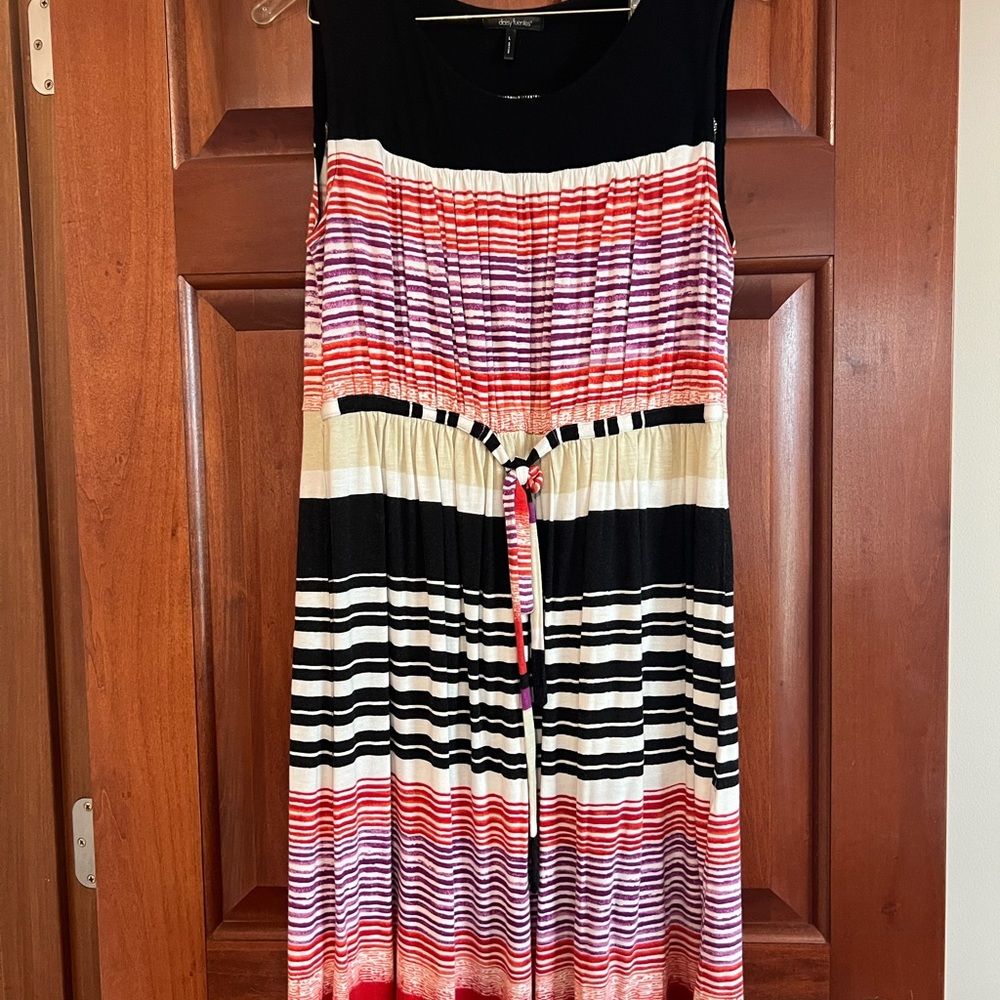 Striped Sleeveless Dress - Black, Red, White